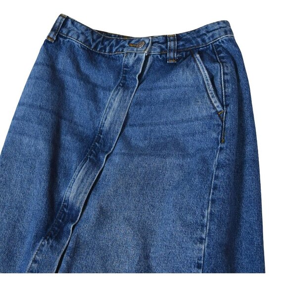 ZARA Deconstructed Denim Skirt S Raw Hem Y2K Grunge Asymmetrical - Picture 3 of 7